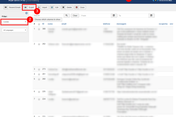 Exportar dados de um Formulário