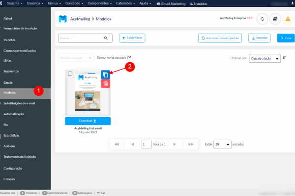 Criar modelos de emails