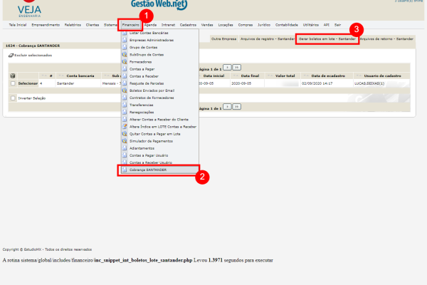 Gerar Boletos em lote Santander