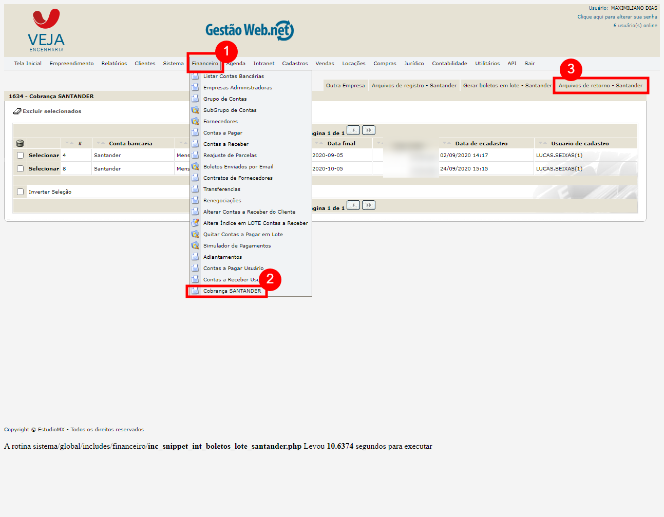 Importar Arquivo Retorno Santander e baixa do Contas a Receber