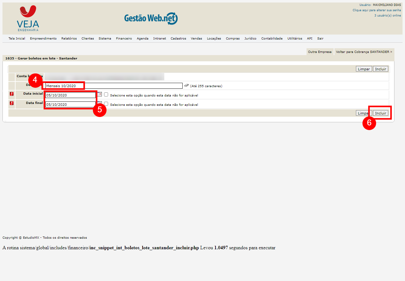 Gerar Boletos em lote Santander