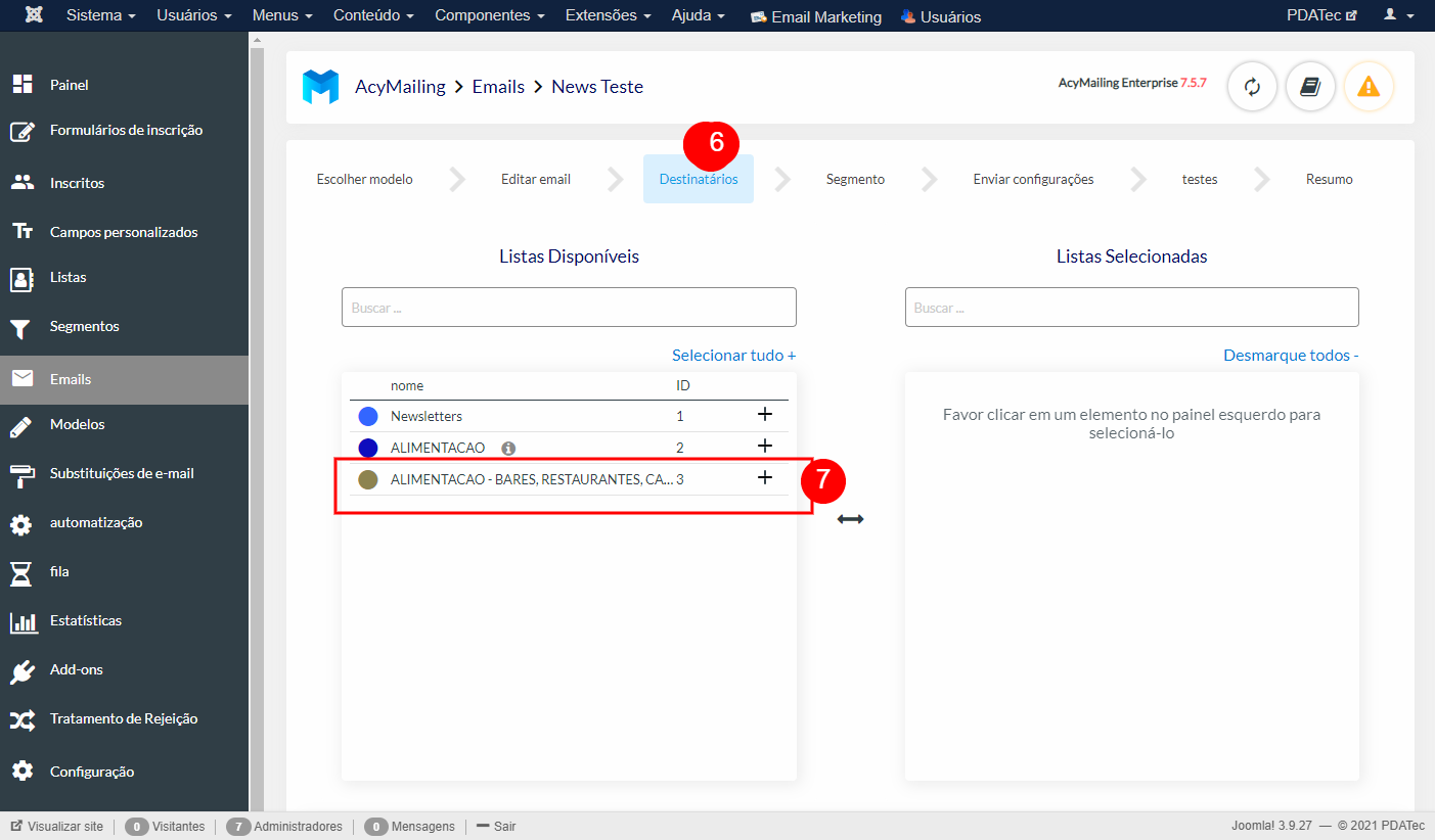 Enviar emails para lista de clientes