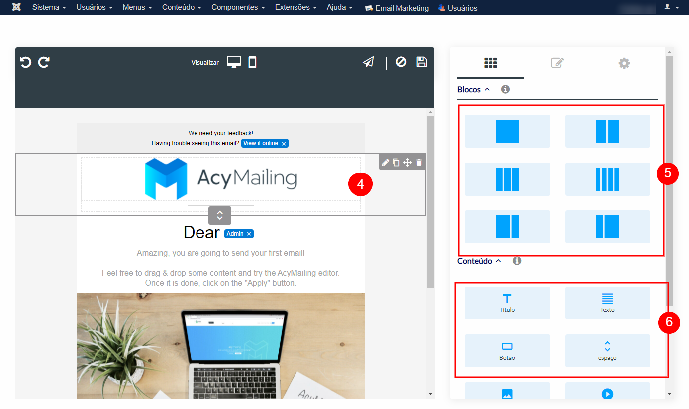 Criar modelos de emails