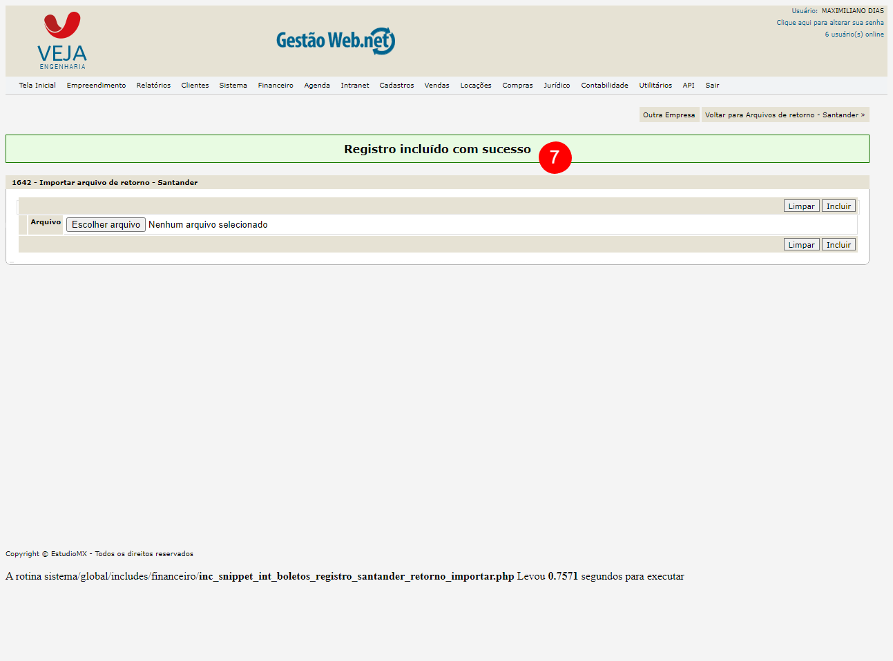 Importar Arquivo Retorno Santander e baixa do Contas a Receber