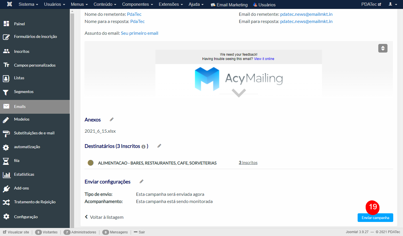 Enviar emails para lista de clientes