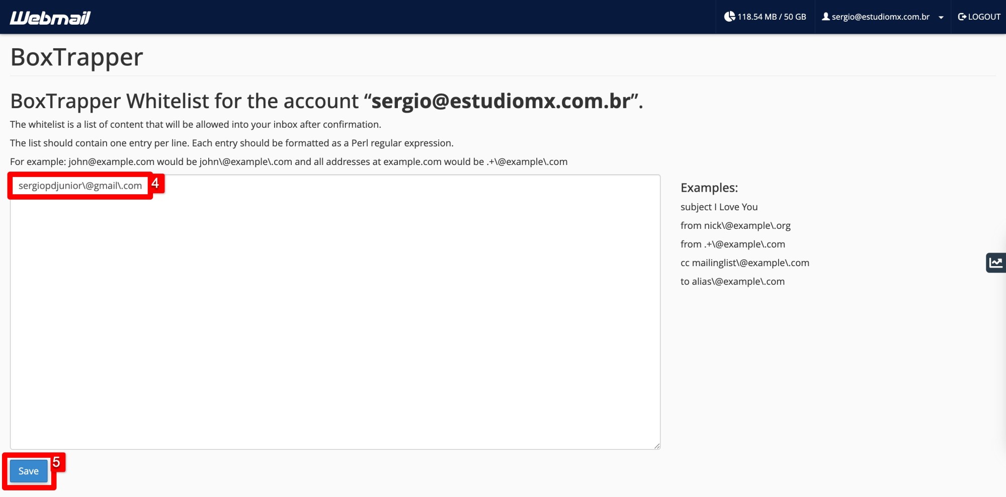 Adicionar remetente &agrave; Whitelist (Lista de Remetentes Confi&aacute;veis)