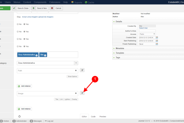 Incluir uma imagem, upload de imagens