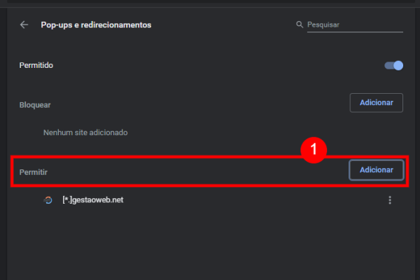 Habilitar janelas pop-up no Gestão Web
